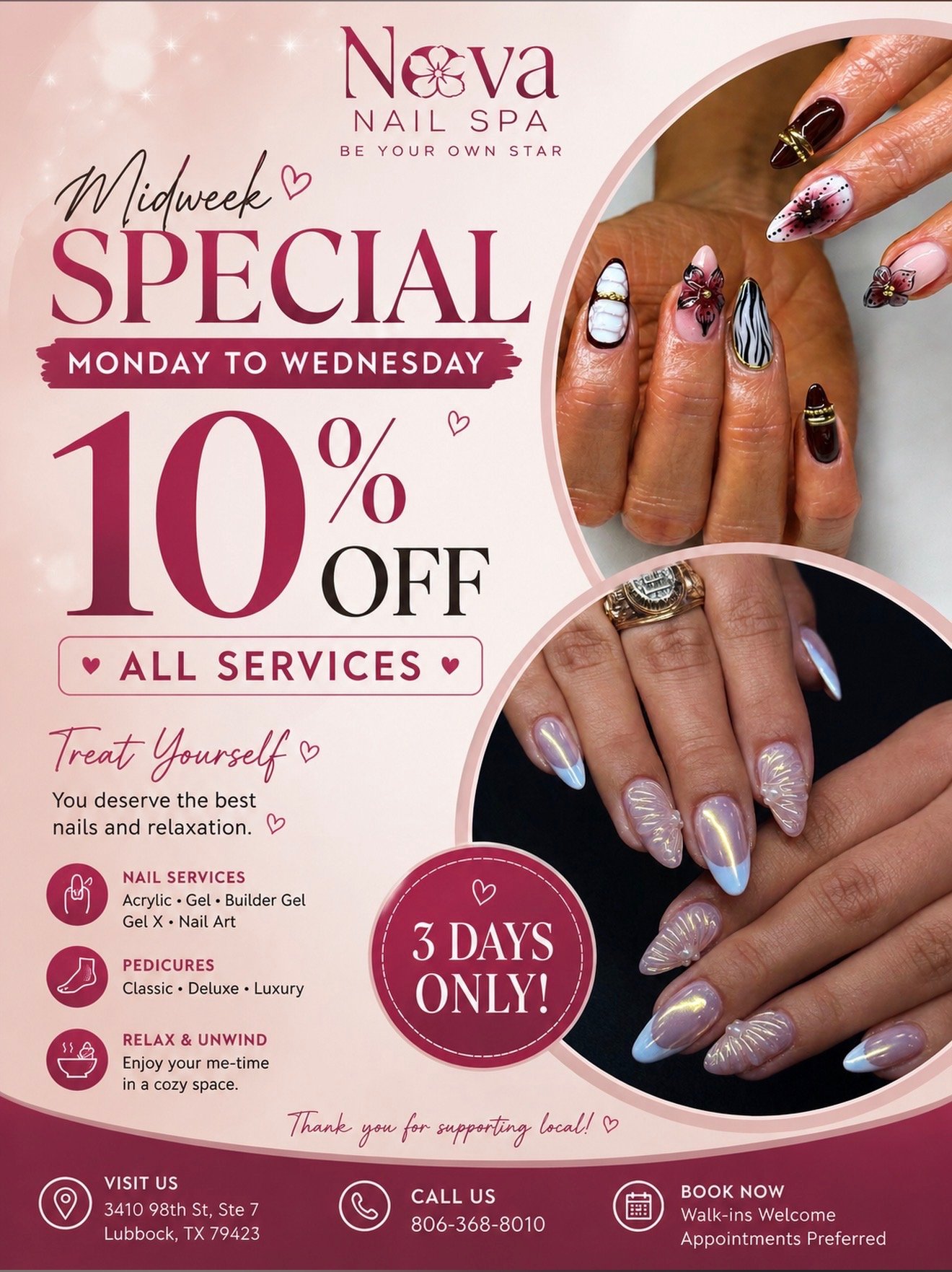 Nova Nail Spa Midweek Special — 10% Off All Services, Monday to Wednesday